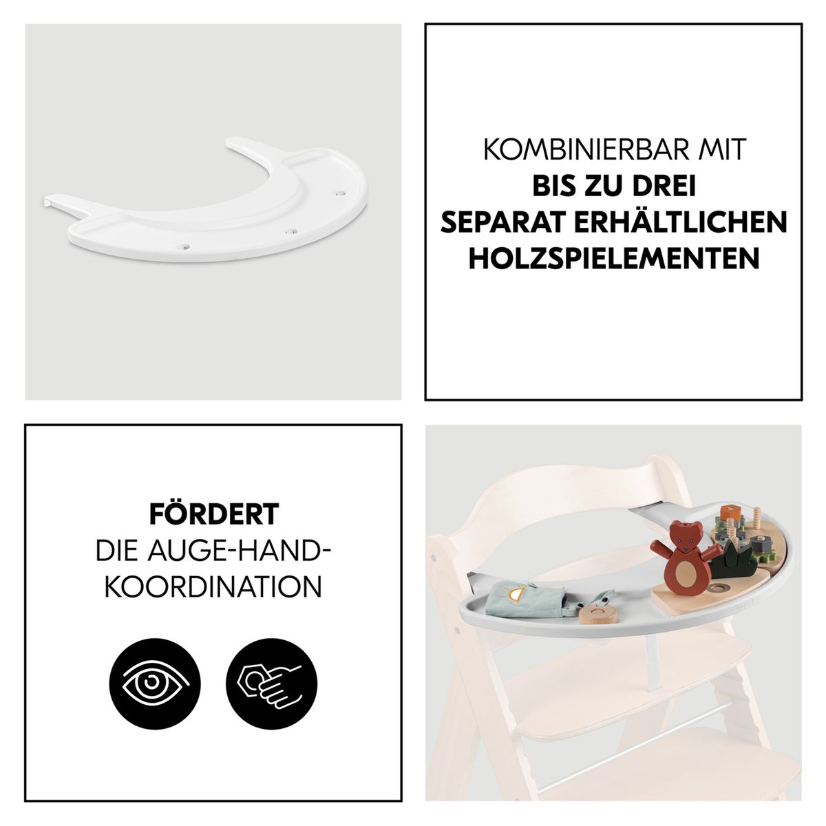 Detalj av Play Tray basis uten leker til barnestol Arketa