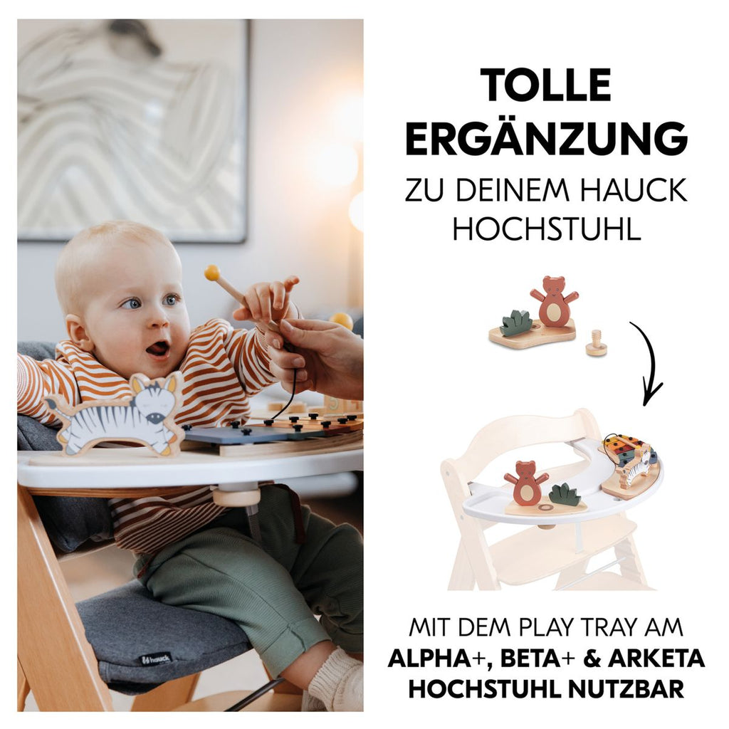 Montert Play Tray leketillegg Shaking bjørn i FSC-tre på barnestol
