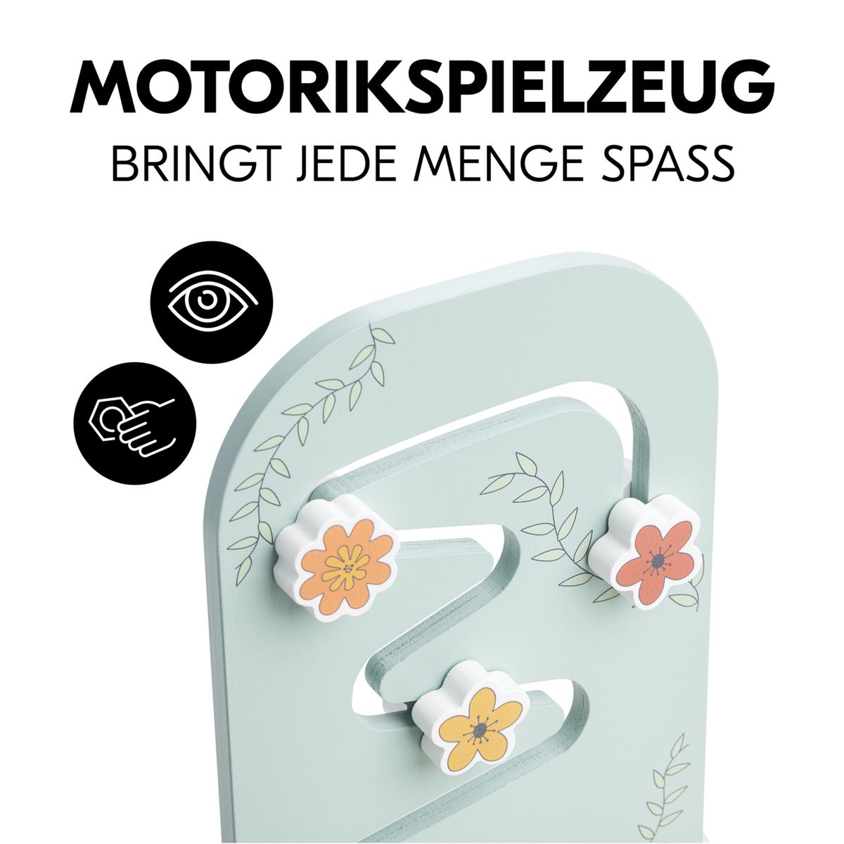 Montert Play Tray motorikkbrett i FSC-tre for barnestol Flowers på barnestol