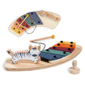 Play Tray xylofon sebra i tre til barnestol Alpha+ og Beta+ forfra