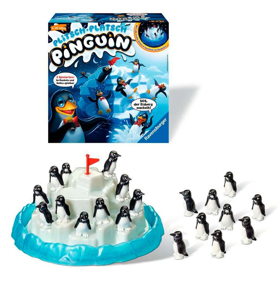 Detalj av Plitsch-Platsch Pinguin balanseringsspill pingviner
