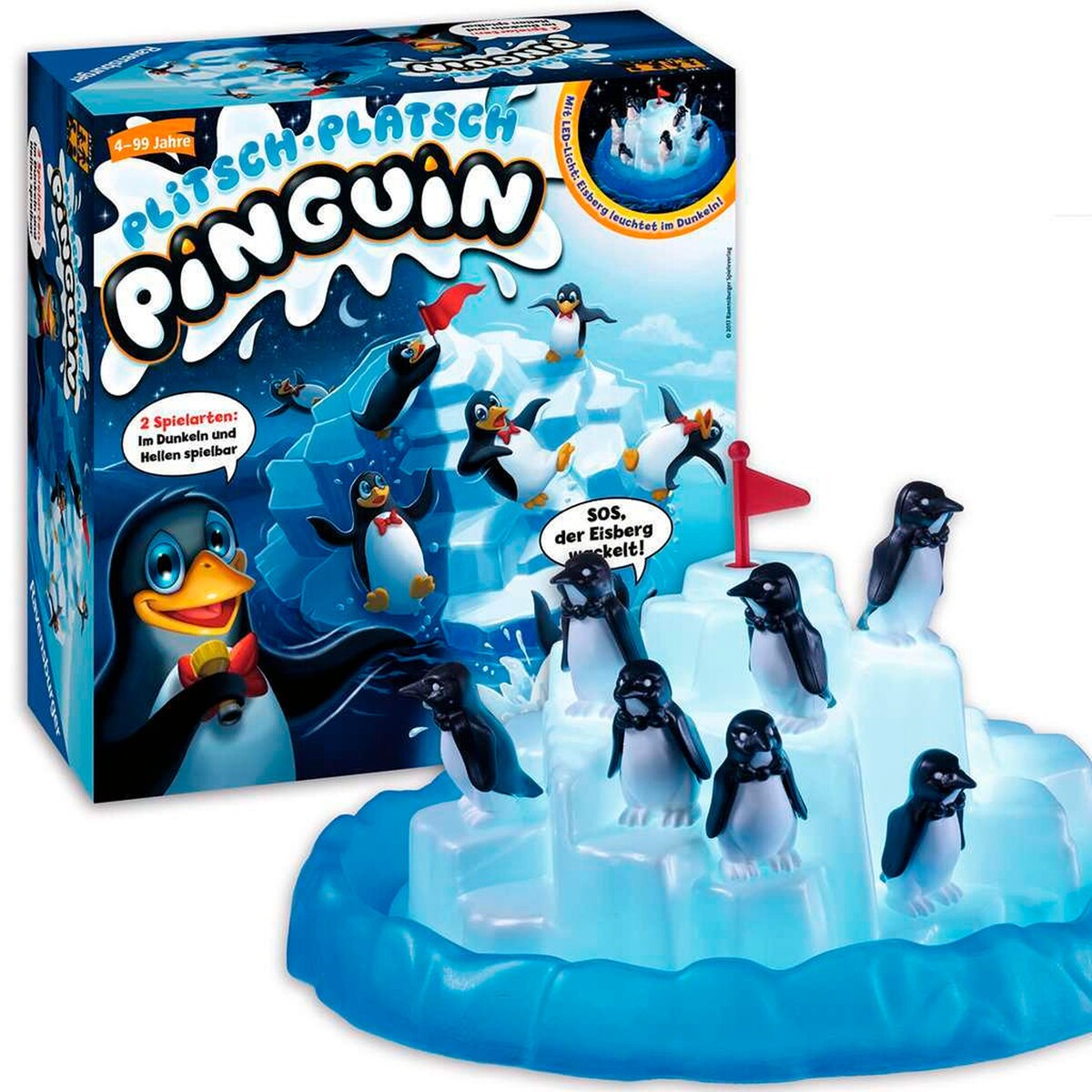 Montert Plitsch-Platsch Pinguin balanseringsspill med LED-lampe
