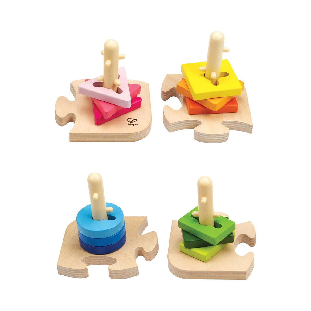 Bakside av Pluggespill kreativt puslespill i tre fra 18 mnd 16 deler - Hape