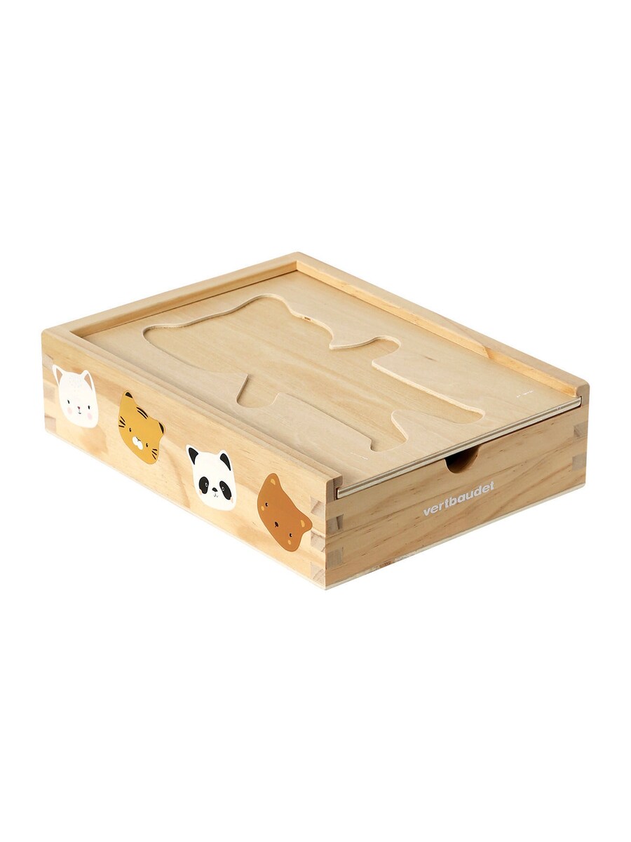 Pluggespill med dyr i tre FSC® 21x16 cm forfra