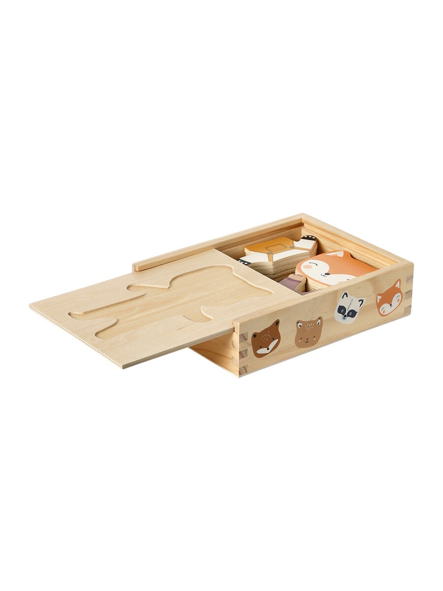 Pluggespill med dyr i tre FSC® 21x16 cm bakside