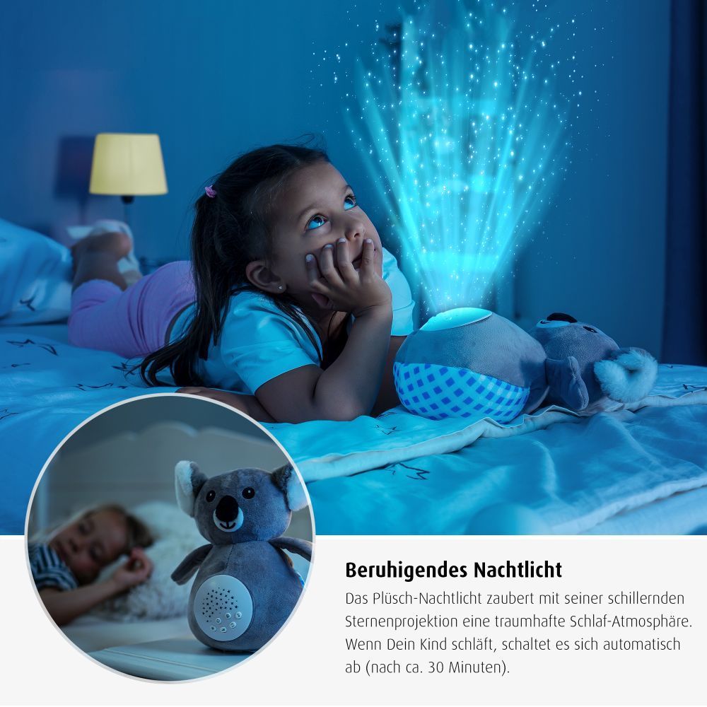 Detalj av gråtesensor på Plysj-nattlys Koko Koala