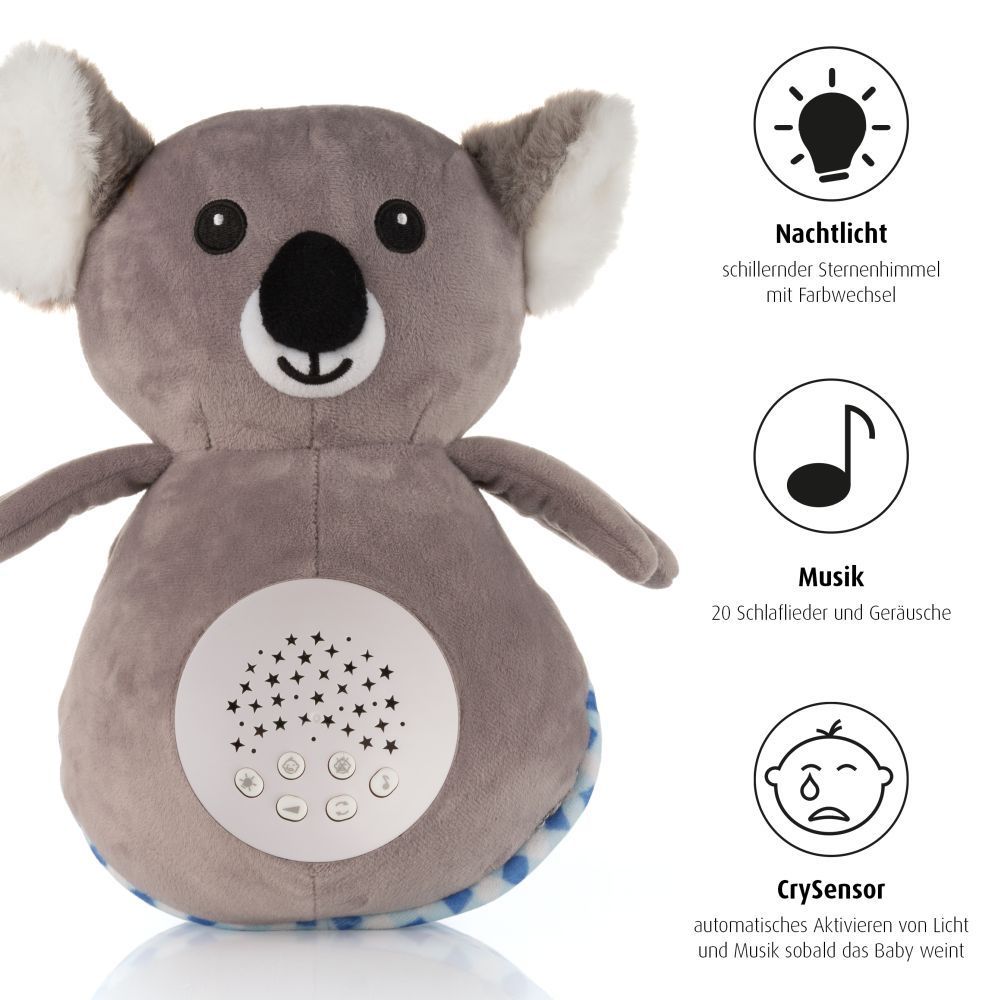 Plysj-nattlys Koko Koala med stjernehimmel bakside