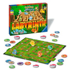 Detaljbilde av Pokémon Labyrinth brettspill med Poké Ball-brikker