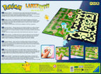 Bakside av Pokémon Labyrinth Glow in the Dark brettspill med spilldetaljer