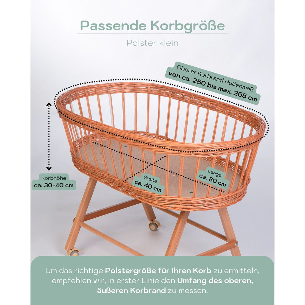 Polstring for vugge liten 75x35 cm bomull montert i vugge