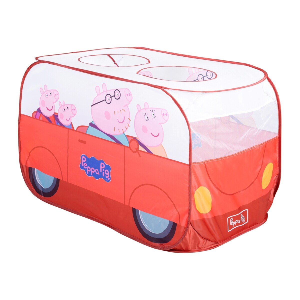 Pop-up leketelt bussform Peppa Pig - roba bakside med inngang