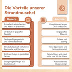 Pop-up strandtelt med UV-beskyttelse 40+ fra 9 mnd pakket sammen