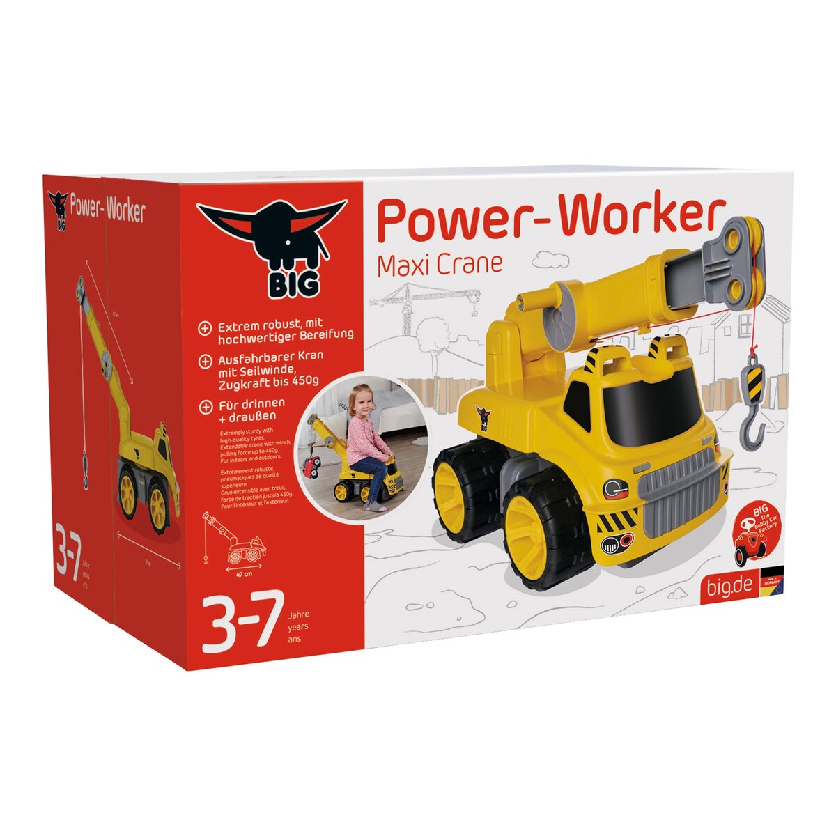 Power Worker Maxi-kran med svingende arm dekk nærbilde