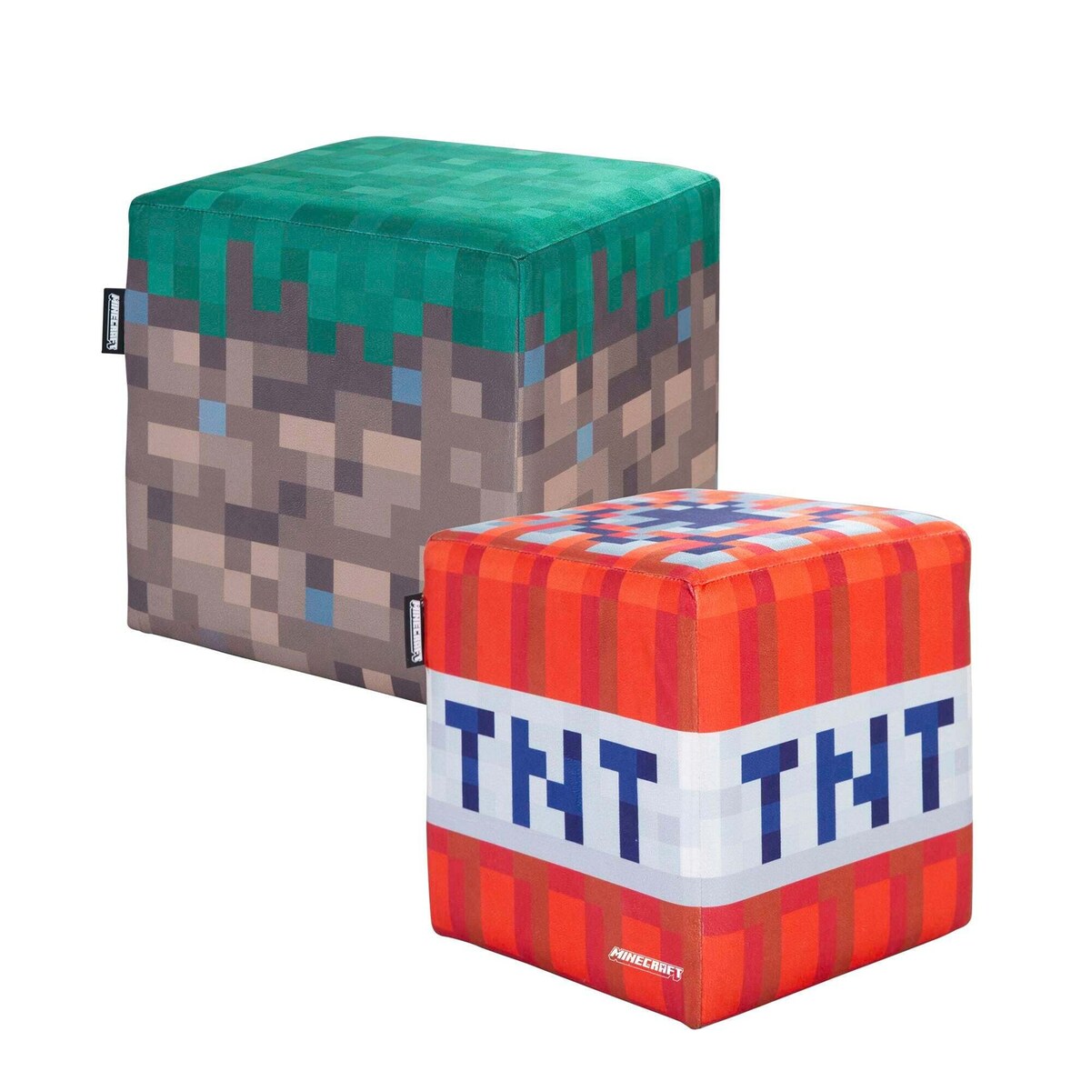 Puff og ottoman 2-er sett polstret Minecraft sett forfra