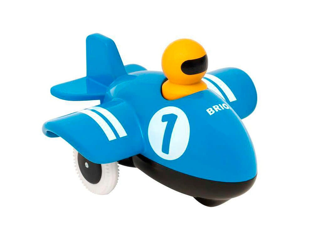 Push & Go fly i tre og plast 13,3 x 8,5 cm for småbarn forfra