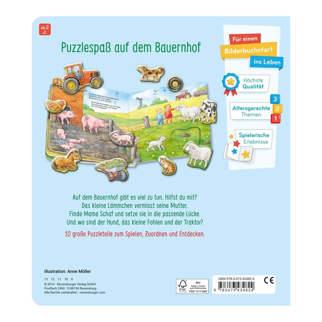 Puslebok bondegård med 10 brikker fra 2 år - Ravensburger fargerike sider