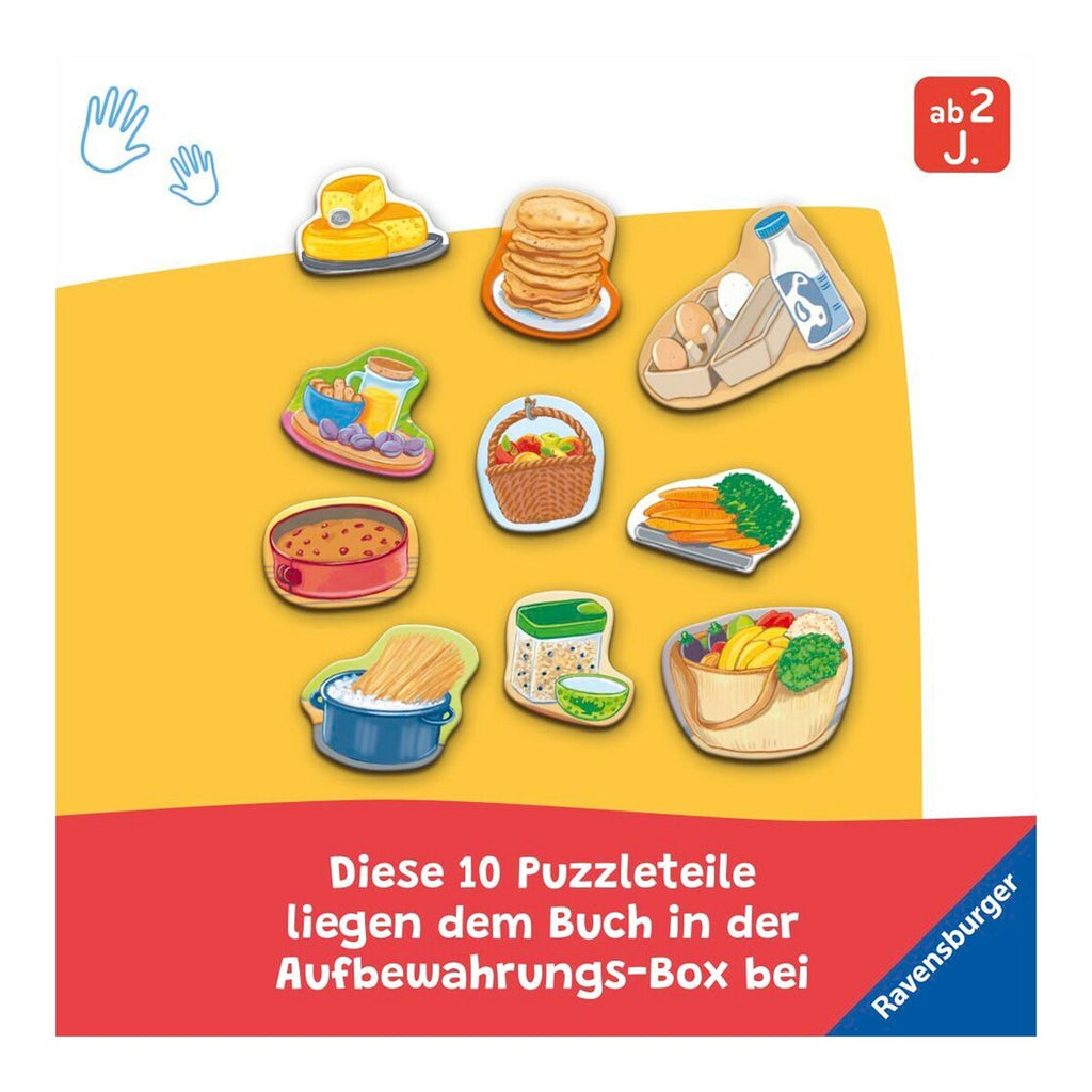 Puslebok med 10 puslebrikker mat-tema fra 2 år puslebrikker i bruk
