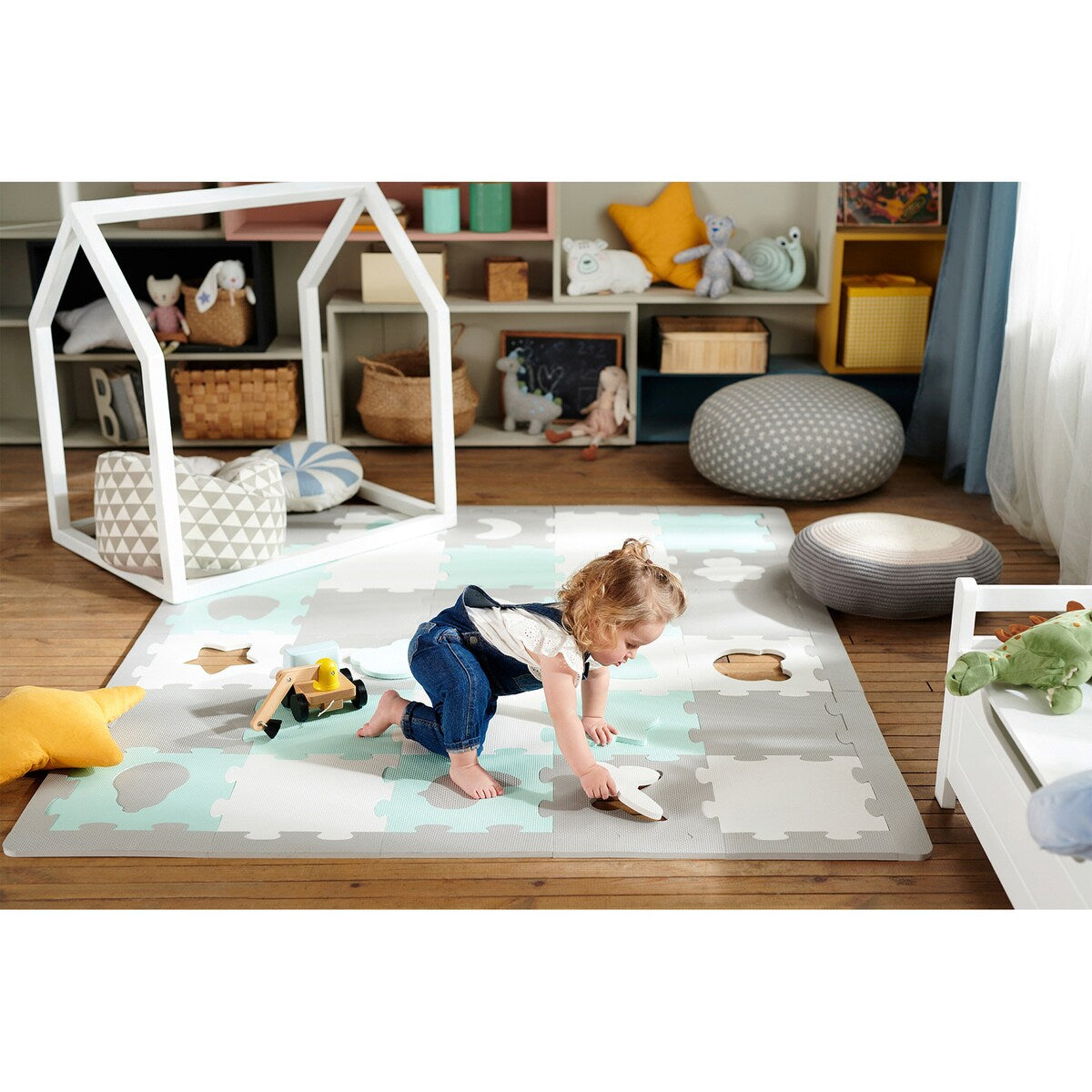 Puslematte LUNO SHAPES 30 deler bakside med oppbevaringspose