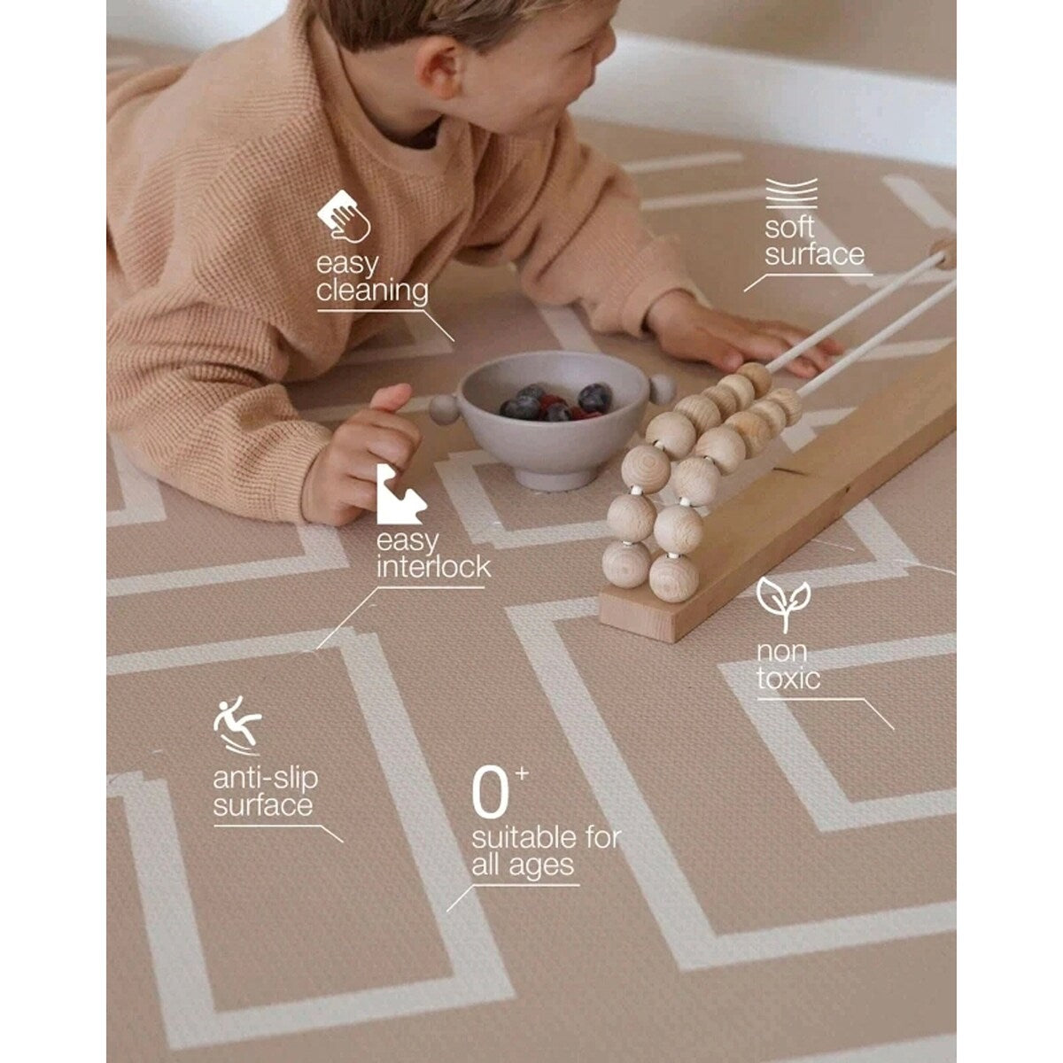Puslematte Modern Blocks Desert Sand detalj av mønster