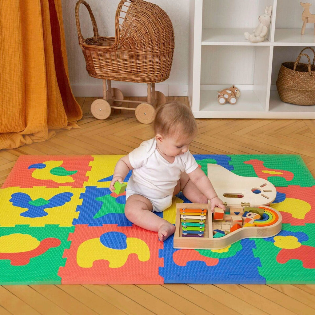 puslematte safaridyr EVA-skum 120x90 cm detalj av dyremotiver