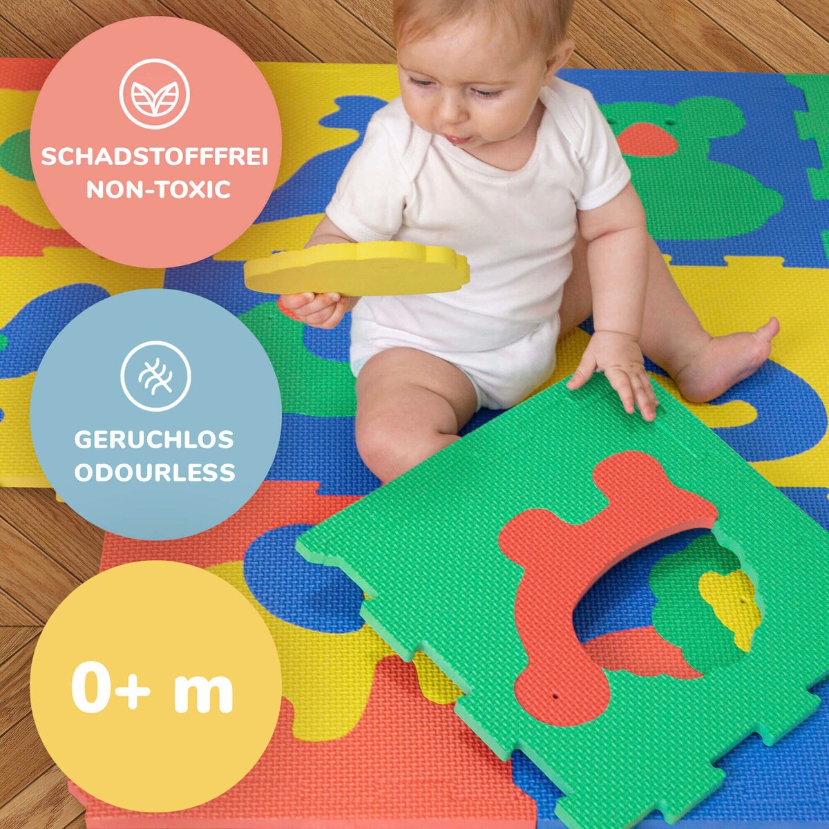 puslematte safaridyr EVA-skum 120x90 cm nærbilde av materiale