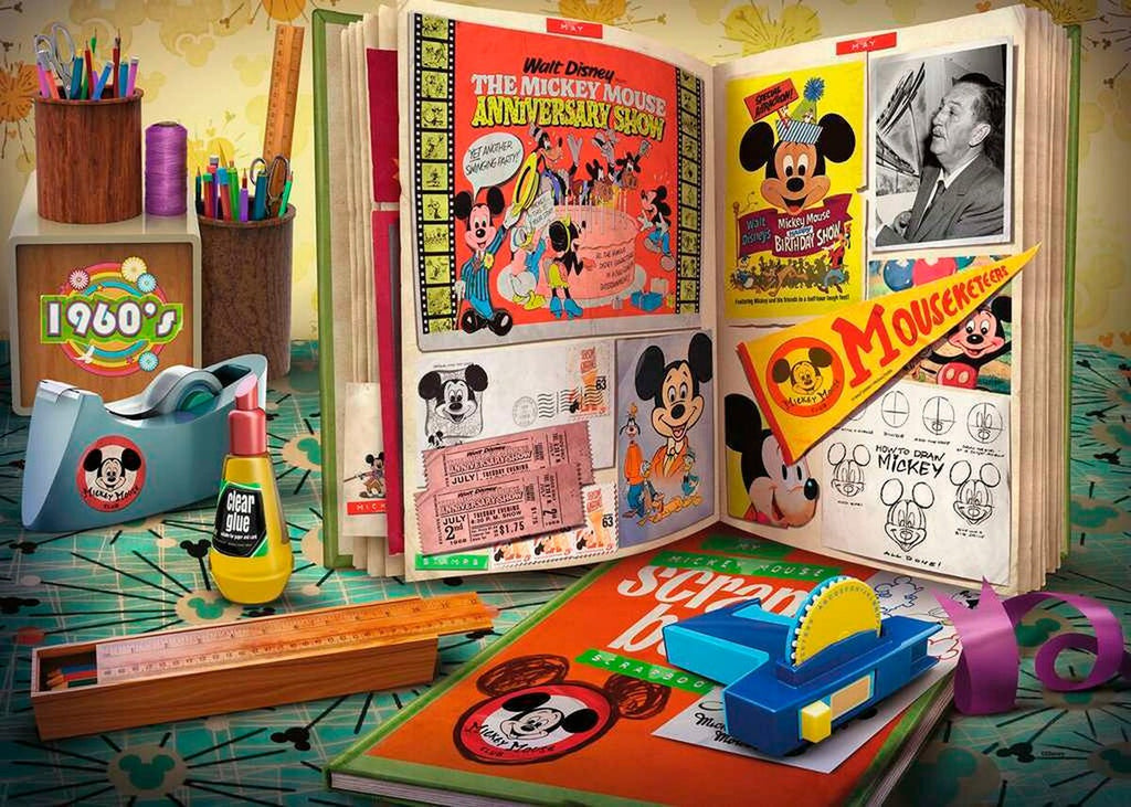 Puslespill 1000 brikker 1960 Mickey Moments Disney bakside