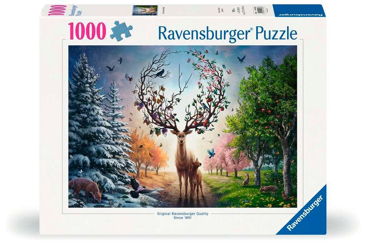 Puslespill 1000 brikker den magiske hjorten og årstidene forfra