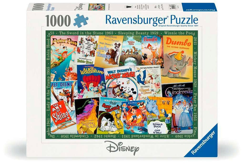 Puslespill 1000 brikker Disney Vintage filmplakater forfra