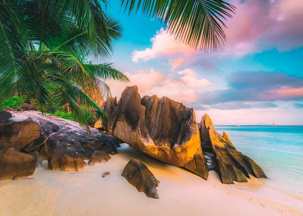 Puslespill 1000 brikker Seychellene Beautiful Islands bakside