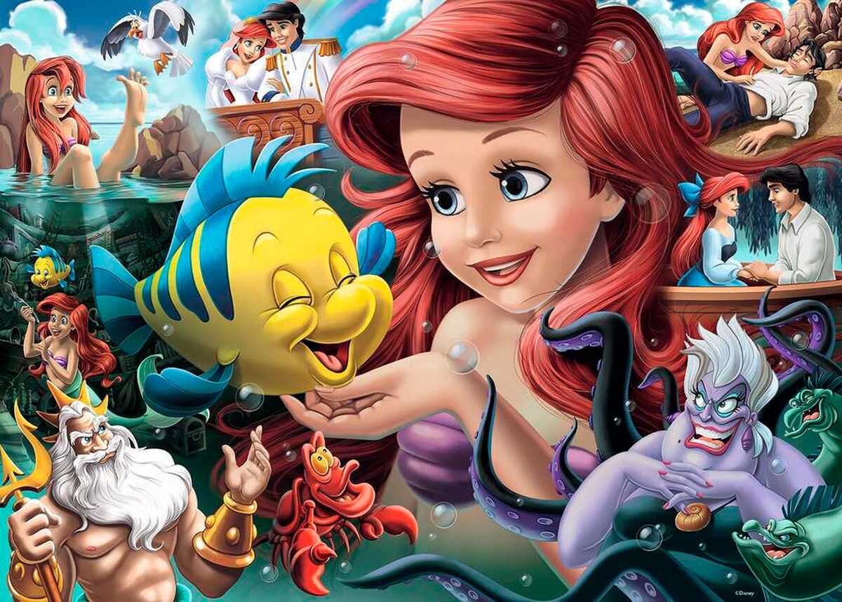 Puslespill Ariel havfruen 1000 brikker Ravensburger bakside