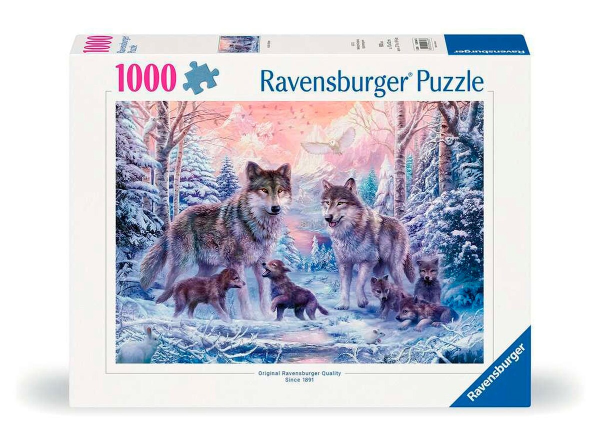 Puslespill arktiske ulver 1000 brikker 70x50 cm forfra