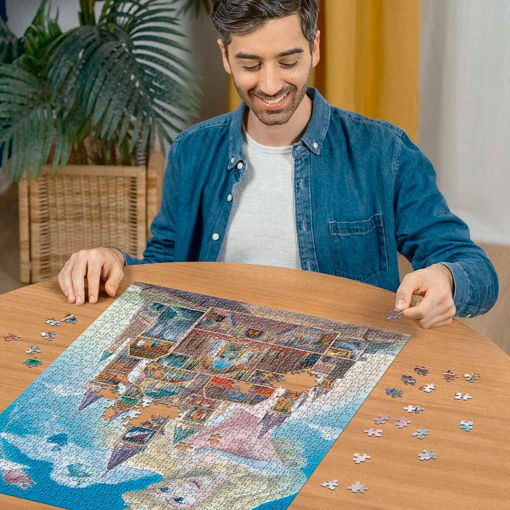 Nærbilde av brikker i Puslespill Disney Castles Aurora 1000 brikker