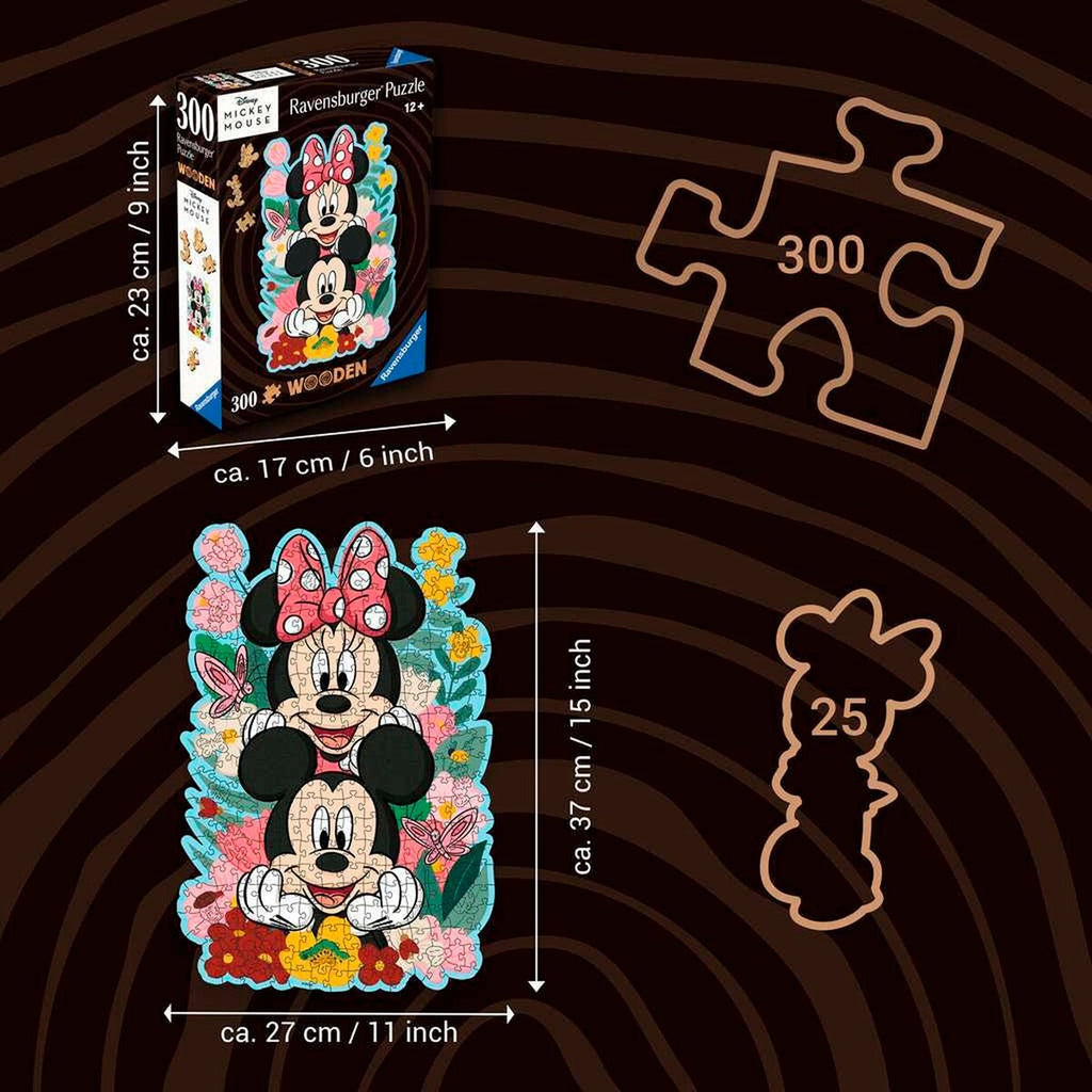 Detalj av puslespill i tre Disney Mickey & Minnie 300 brikker med Whimsies