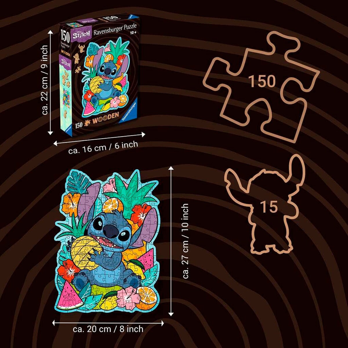 Detalj av puslespill i tre Disney Stitch 150 brikker
