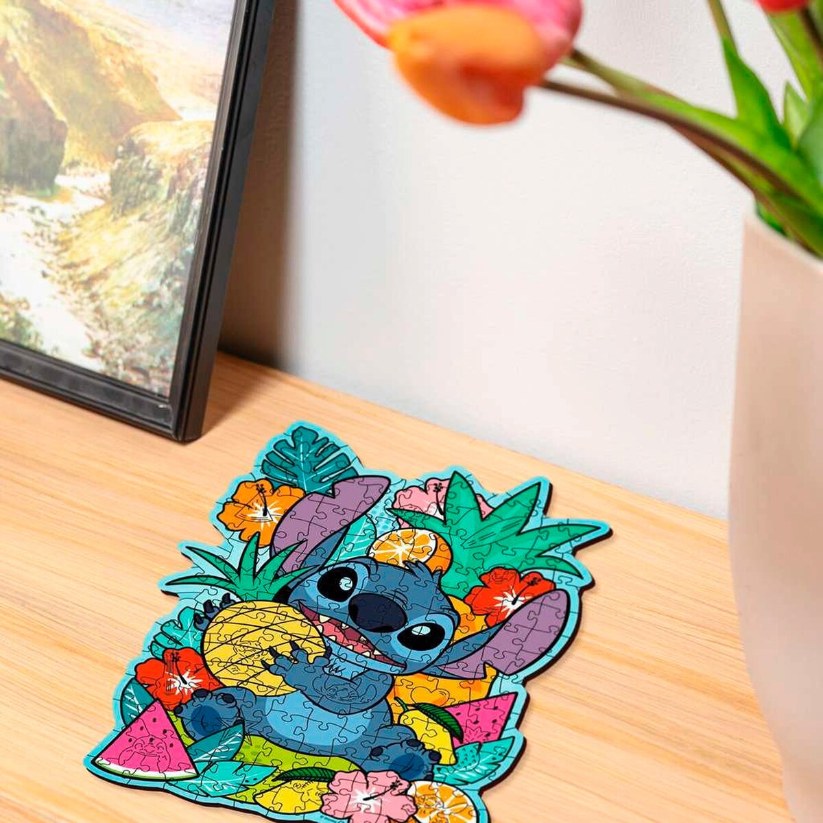 Nærbilde av Whimsies-figurer i Puslespill i tre Disney Stitch 150 brikker