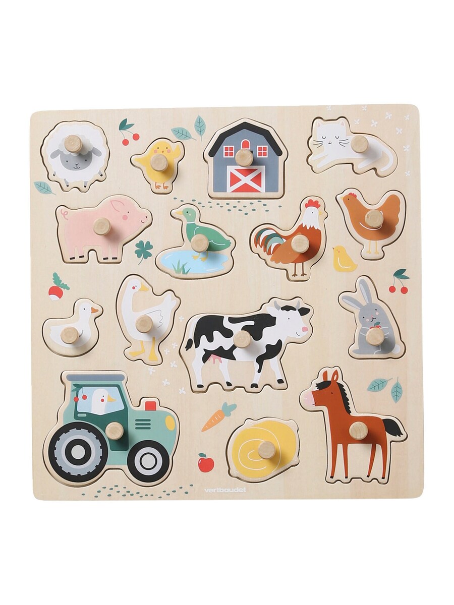 Detalj av puslespill med knotter LOVELY FARM i tre FSC®