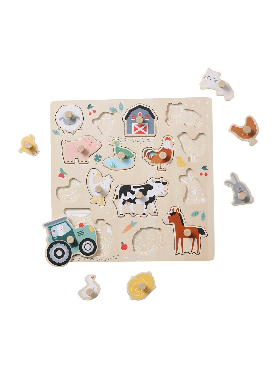 Montert puslespill med knotter LOVELY FARM i tre FSC®