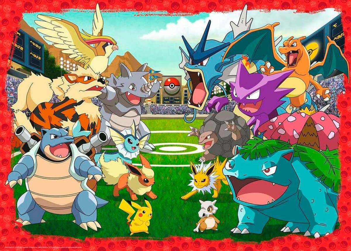 Bakside av Puslespill Pokémon Kräftemessen 1000 brikker