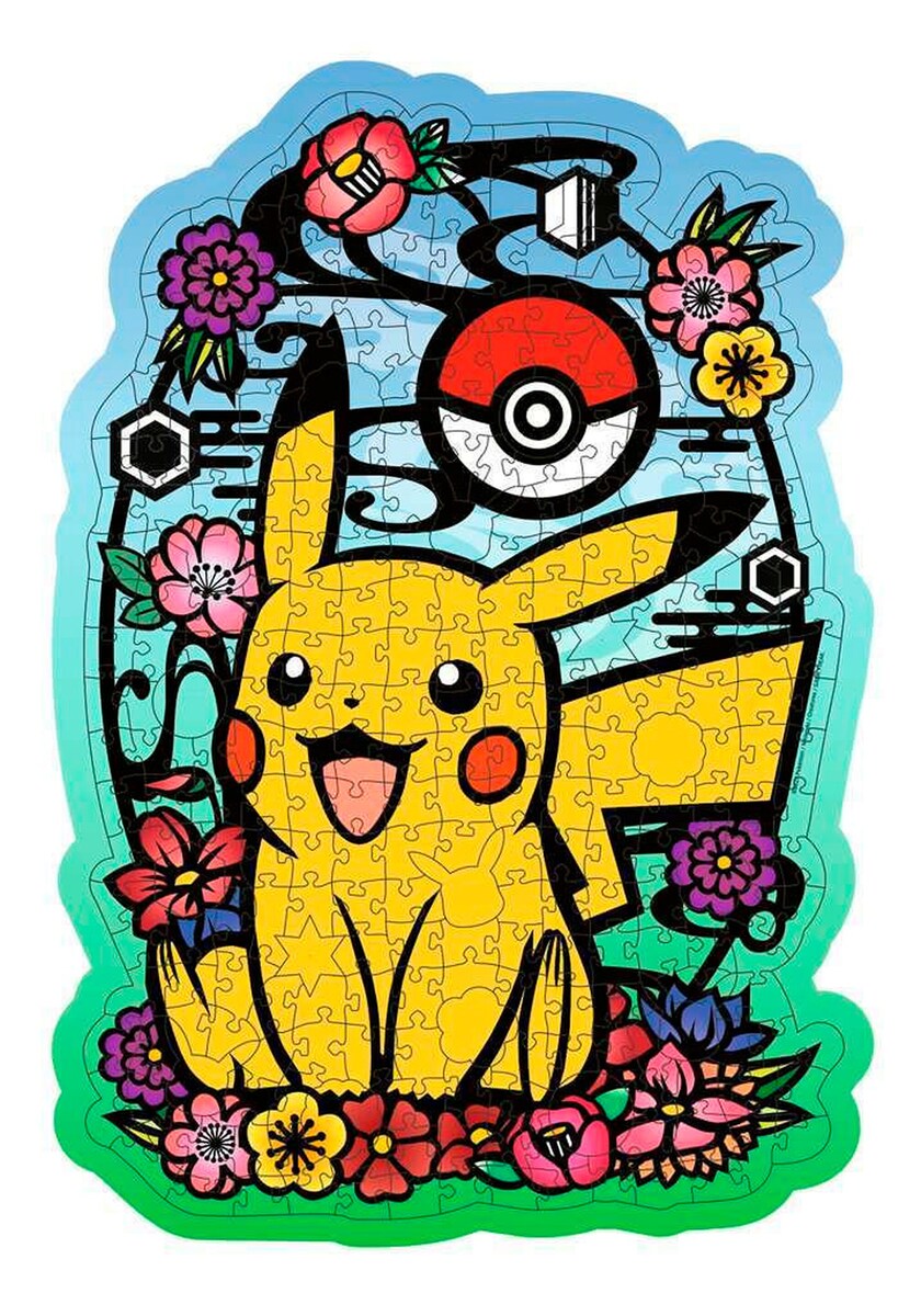 Puslespill i tre Pokémon Pikachu 300 brikker bakside
