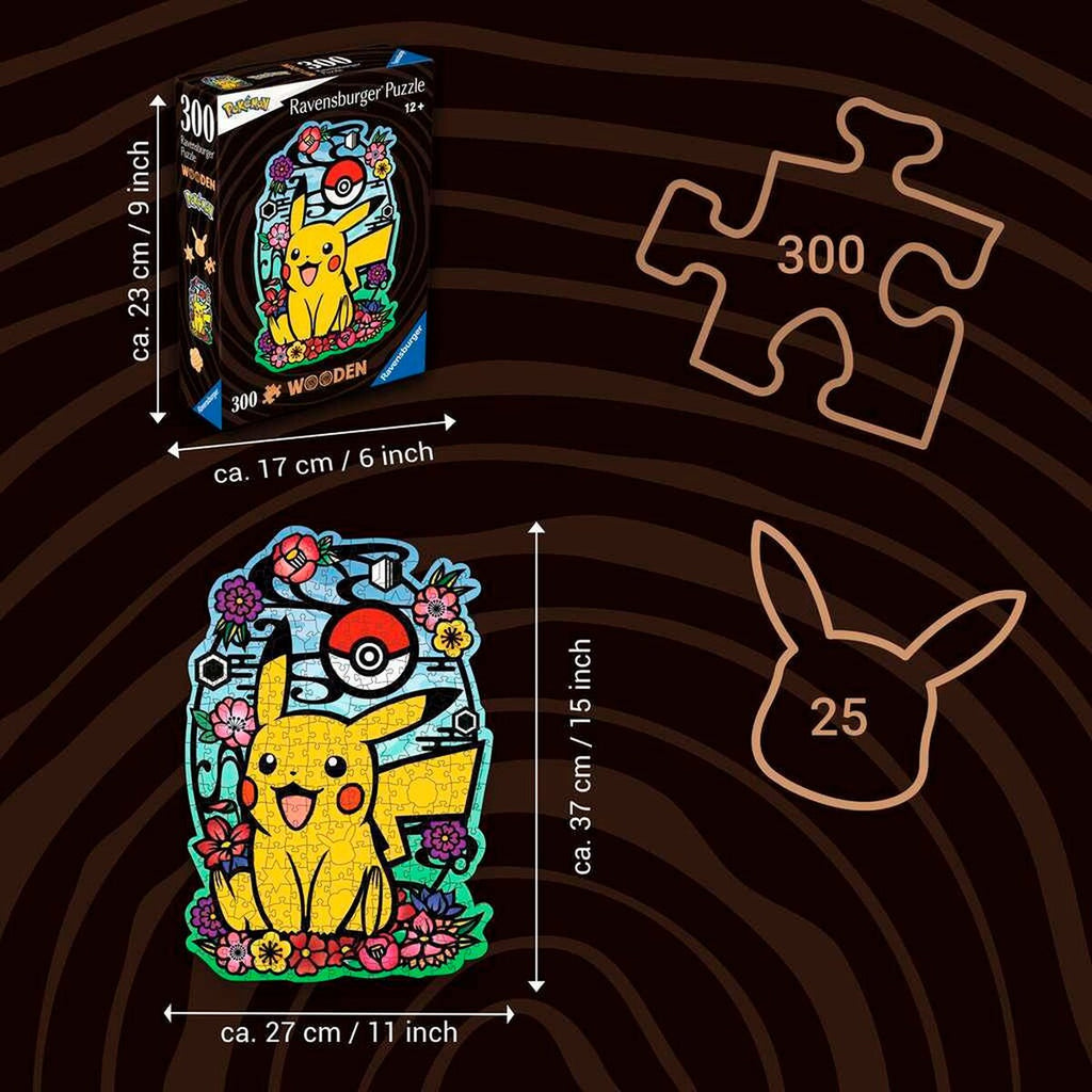 Detalj av brikker i Puslespill i tre Pokémon Pikachu 300 brikker