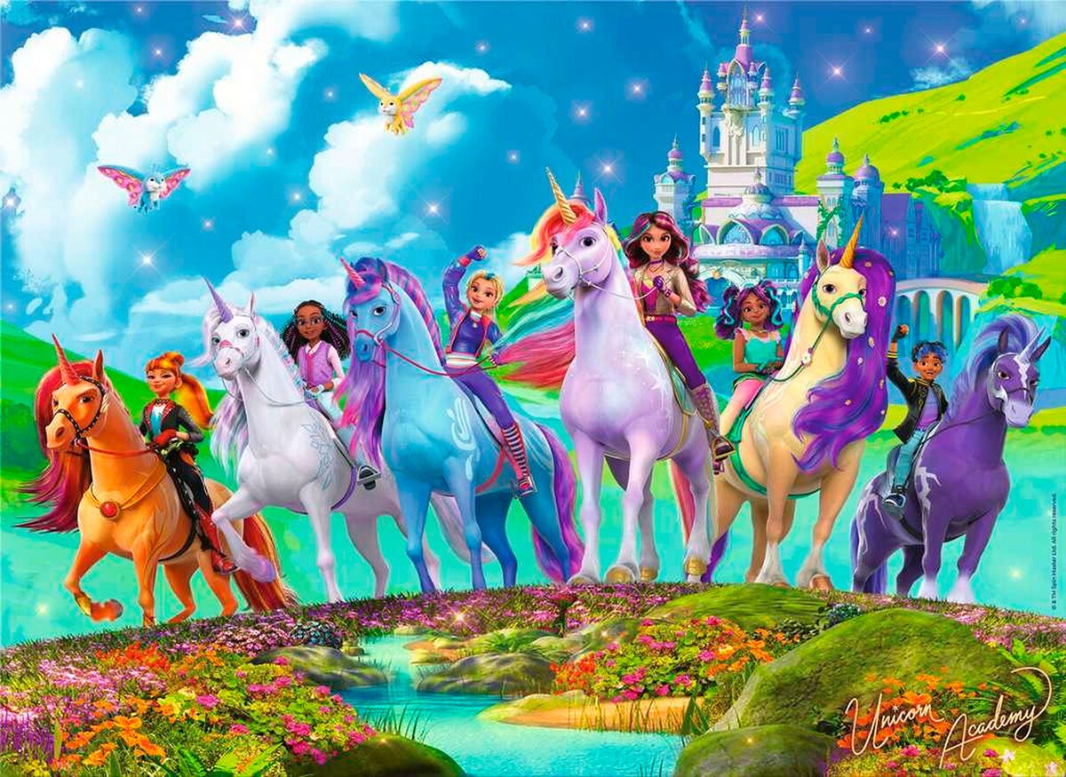 Detalj av Puslespill Unicorn Academy XXL 200 brikker med enhjørningmotiv