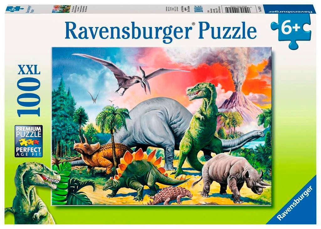 Puslespill XXL 100 brikker blant dinosaurer forfra