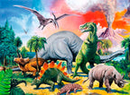 Bakside av puslespill XXL 100 brikker blant dinosaurer