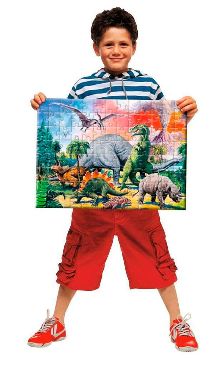 Detalj av brikker i puslespill XXL 100 brikker blant dinosaurer
