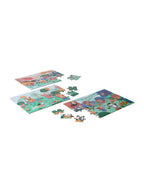 Puslespillsett 3-pk HAPPY ANIMALS 12-36 brikker bakside med bokstaver