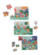 Montert Puslespillsett 3-pk HAPPY ANIMALS 12-36 brikker