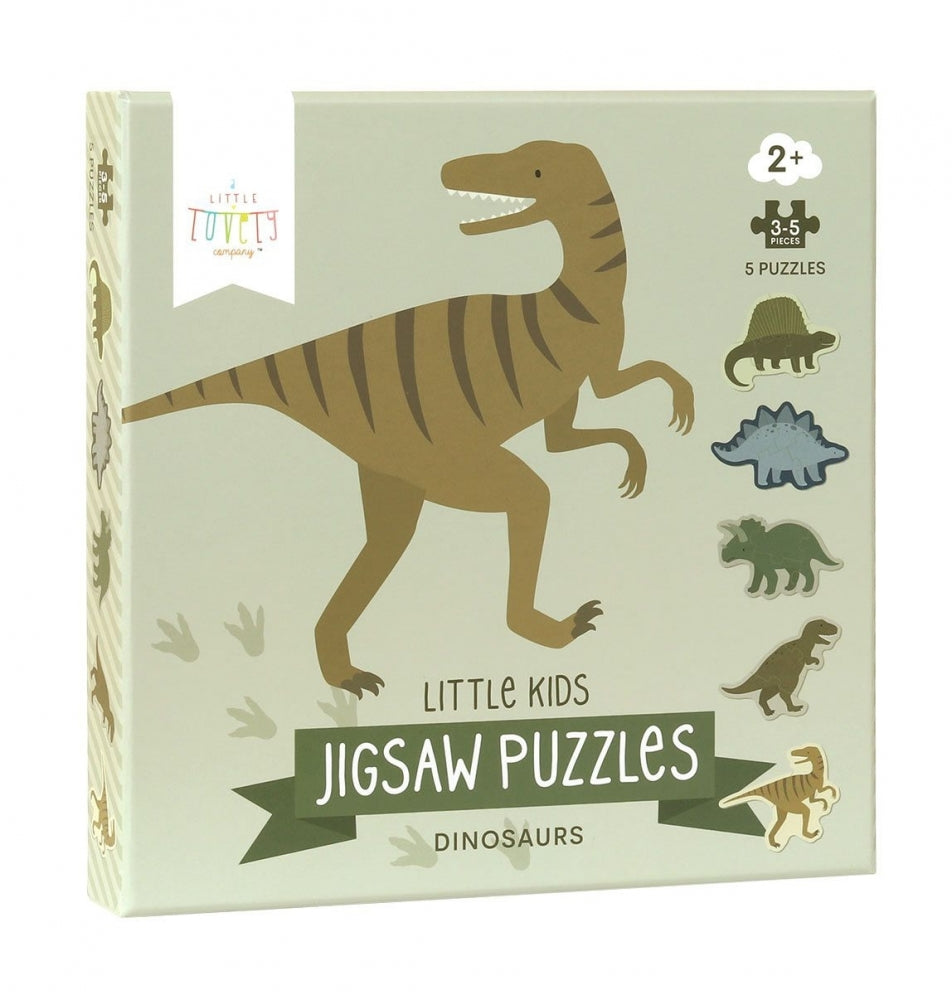 Puslespillsett dinosaurer 5 stk fra 2 år forfra