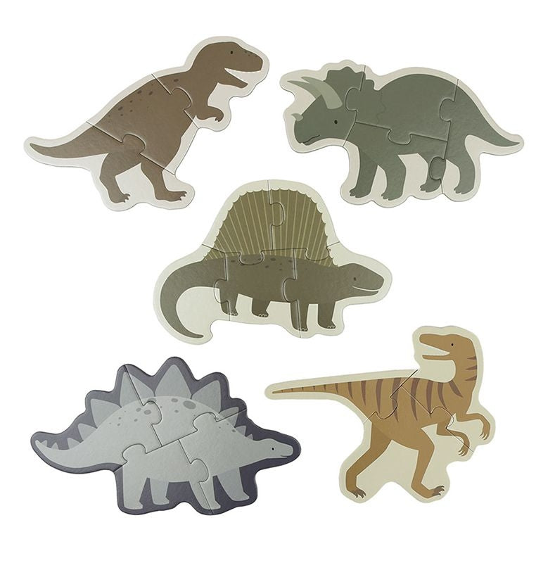 Puslespillsett dinosaurer 5 stk detalj av brikker