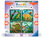 Puslespillsett Puzzle UP! dinosaurer 4 motiver forfra