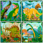 Bakside av Puslespillsett Puzzle UP! dinosaurer 4 motiver
